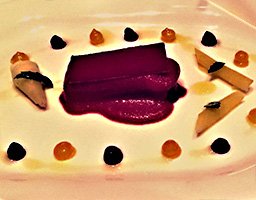 Warm Beetroot Terrine, Feta Cheese and Passion Fruit