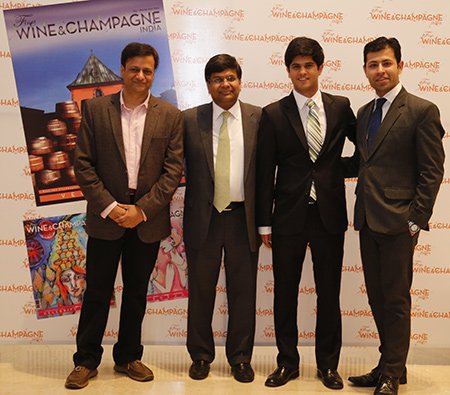 The wine team - Ravi Joshi, Arjun Sachar, Ankur Chawla - with Rajiv Singhal
