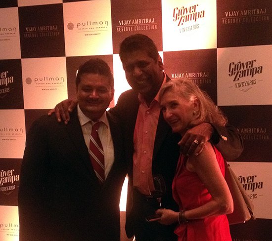 Mr. Vijay Amritraj with (l-r) Sumedh Mandla and Isabel Beau de Lomenie